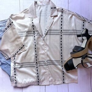 Cream Button Down Shirt for Women